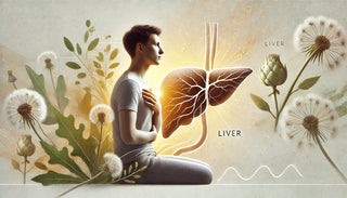 Foie et Émotions : Débloquer l'Énergie du Foie, illustration d'une personne méditant avec des éléments symboliques du foie.